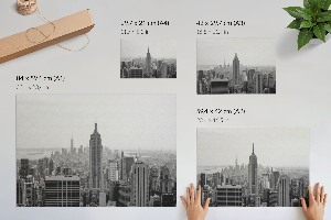 Modern wall art poster featuring a city landscape