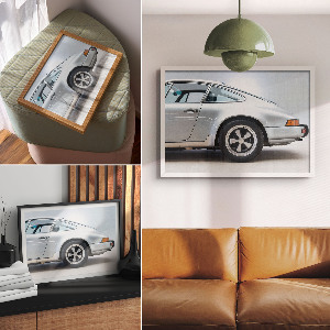 Modern wall art poster featuring a stylish car