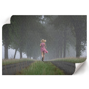Canvas poster showing a runner moving through a forest