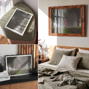 Canvas poster Running through the forest