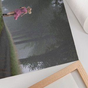 Canvas poster showing a runner moving through a forest