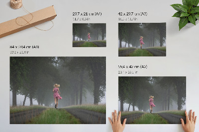 Canvas poster showing a runner moving through a forest