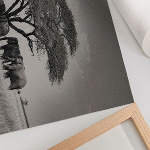 Modern wall art poster with an African savannah motif