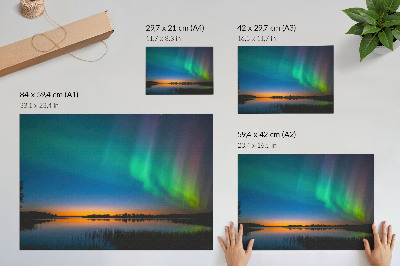 Canvas poster with a Northern Lights landscape