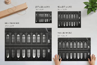 Modern wall art poster featuring a black and white reflection