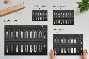 Modern wall art poster featuring a black and white reflection