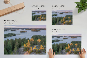 Modern wall art poster depicting islands on the water
