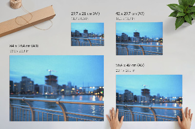 Wall poster depicting an evening city scene