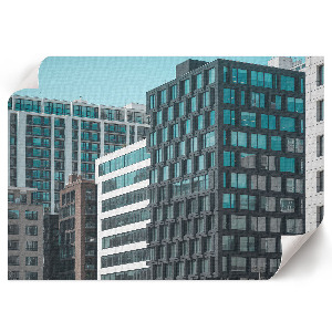Modern wall art poster depicting urban architecture