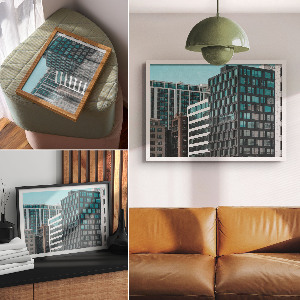 Modern wall art poster depicting urban architecture