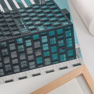 Modern wall art poster depicting urban architecture