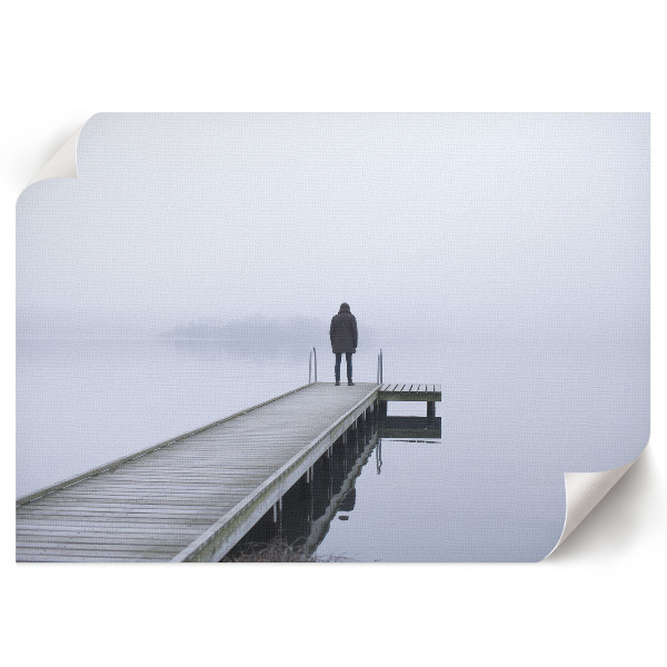 Modern wall art poster featuring a foggy surface