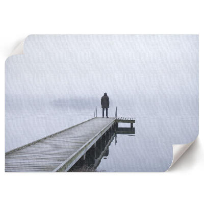 Modern wall art poster featuring a foggy surface