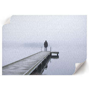 Modern wall art poster featuring a foggy surface