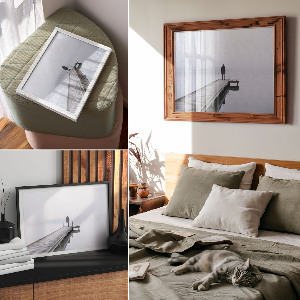 Modern wall art poster featuring a foggy surface