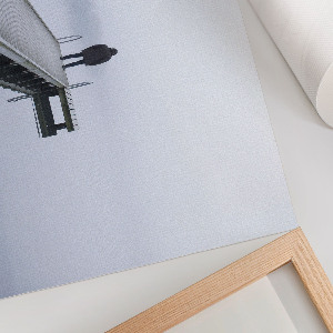 Modern wall art poster featuring a foggy surface