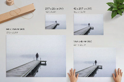Modern wall art poster featuring a foggy surface