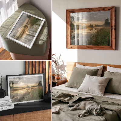 Modern wall art poster depicting a morning fog scene
