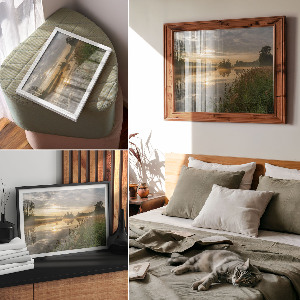Modern wall art poster depicting a morning fog scene