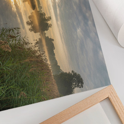Modern wall art poster depicting a morning fog scene