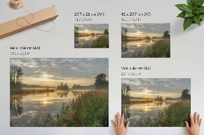 Modern wall art poster depicting a morning fog scene