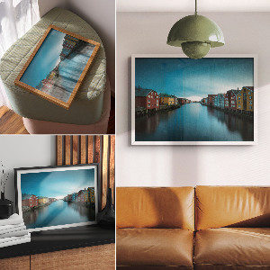 Premium wall art featuring colorful buildings