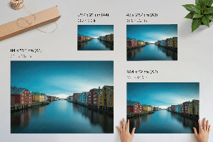 Premium wall art featuring colorful buildings