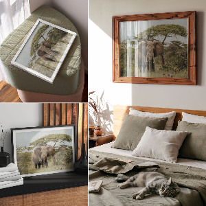 Wall poster with an elephant on the savannah
