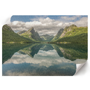 Modern wall art poster with a mountain landscape