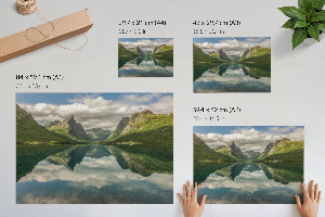 Modern wall art poster with a mountain landscape