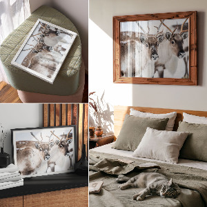 Wall poster featuring a reindeer in a winter scene
