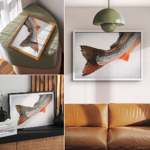 Modern wall art poster with a fish tail motif