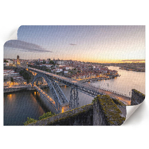 Modern wall art poster featuring a city bridge