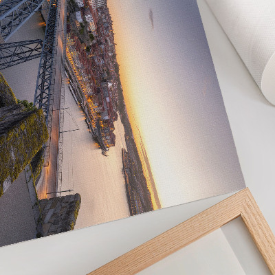 Modern wall art poster featuring a city bridge