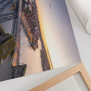 Modern wall art poster featuring a city bridge