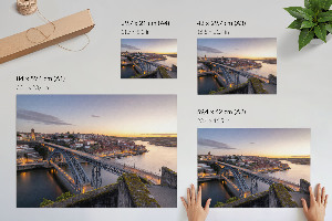 Modern wall art poster featuring a city bridge