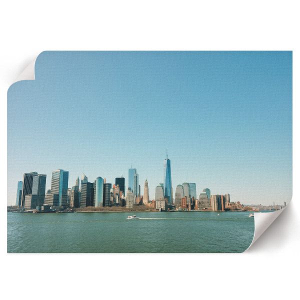 Modern wall art poster featuring a city panorama
