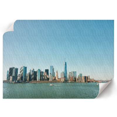 Modern wall art poster featuring a city panorama