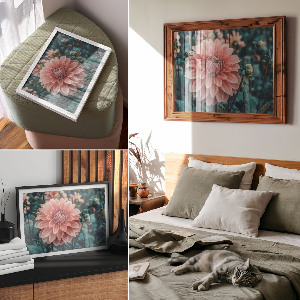 Premium wall art Pink dahlia
