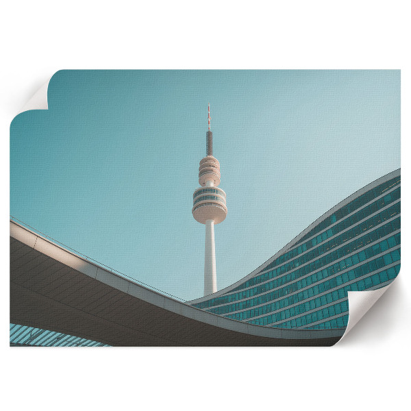 Modern wall art poster featuring a city landscape