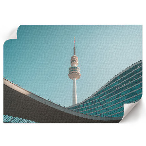 Modern wall art poster featuring a city landscape