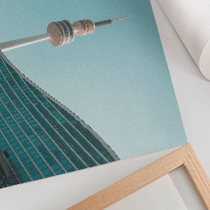 Modern wall art poster featuring a city landscape