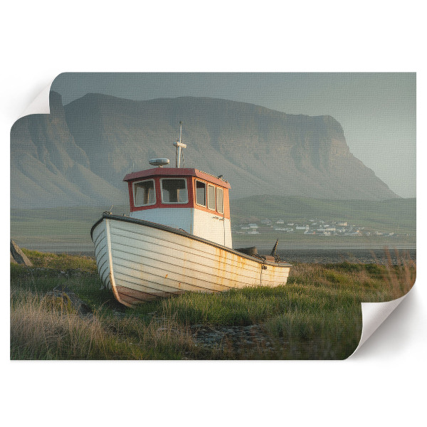 Canvas poster showing a boat on the shore