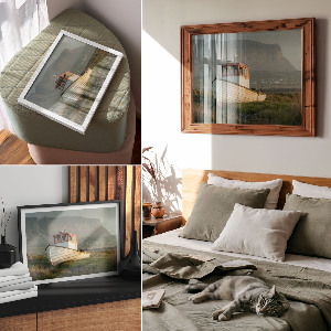 Canvas poster A boat on the shore