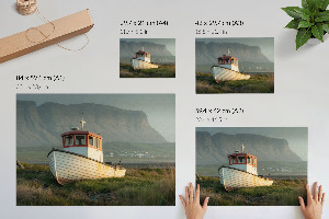 Canvas poster showing a boat on the shore