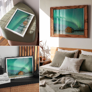 Premium wall art featuring a winter aurora scene