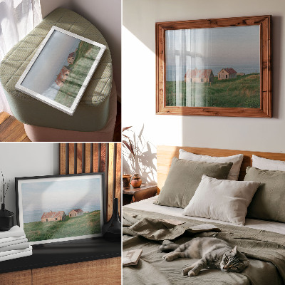 Modern wall art poster depicting seaside tranquility
