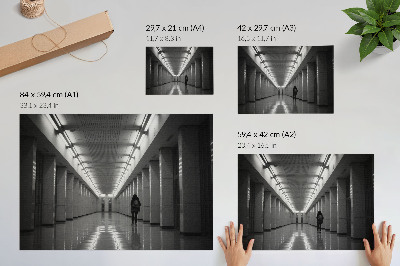Canvas poster with a minimalist corridor design