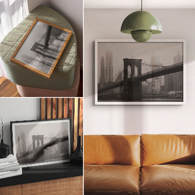 Modern wall art poster featuring a city panorama