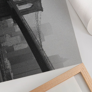 Modern wall art poster featuring a city panorama